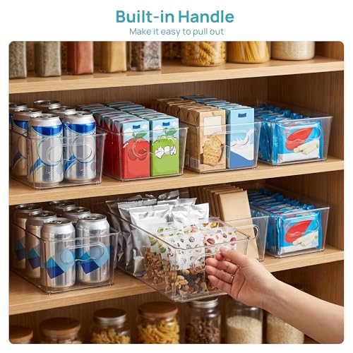 6pcs Clear Storage Bins with Handles (6 Count)