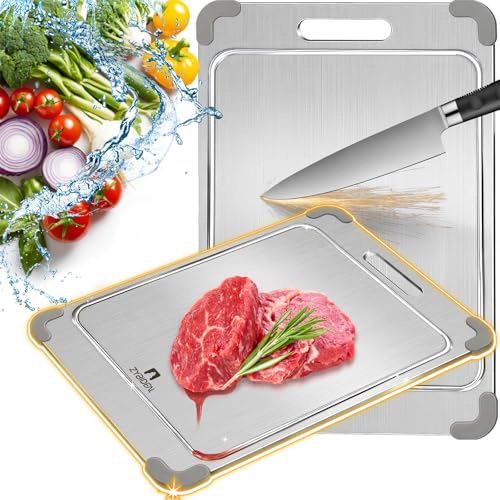 15*11" Pure Titanium Cutting Board with Groove and Silicone Corner