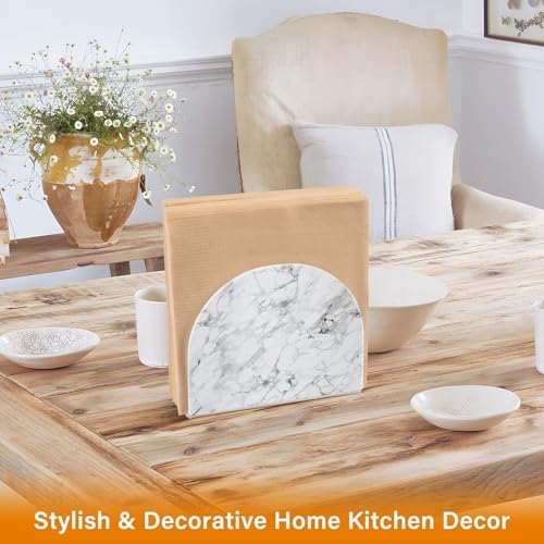Grey Marble Print Napkin Holder for Table Paper Napkins Holder Acrylic Tissue Dispenser Kitchen Dining Room Bathroom Party Car Decor