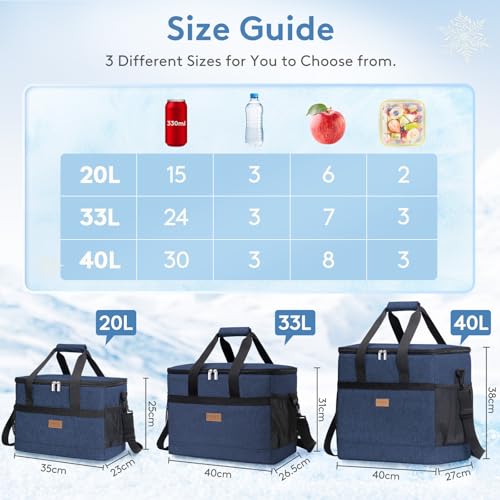 Cooler Bag 30 Cans Collapsible and Insulated Large Lunch Bag Leakproof Soft Cooler Portable for Camping