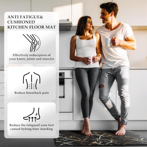 Gold Foil Stamped Marble Kitchen Mats (19.64 Sq Ft)