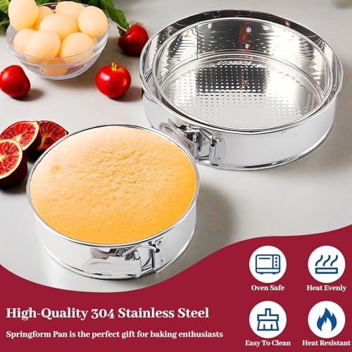 9 Inch Springform Pan 304 Stainless Steel Nonstick Springform Cake Pan with Removable Bottom