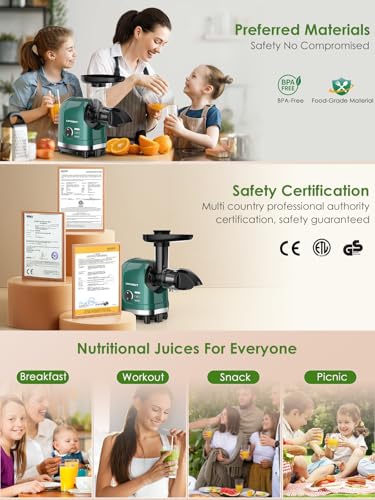 Cold Press Juicer Machine Slow Masticating Extractor for Celery Wheatgrass Spinach Ginger Cucumber Kale