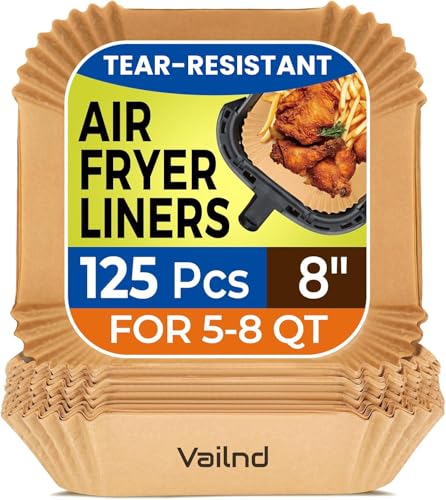 125Pcs 8 Inch Square Air Fryer Liners Disposable for 5 (125 Count)