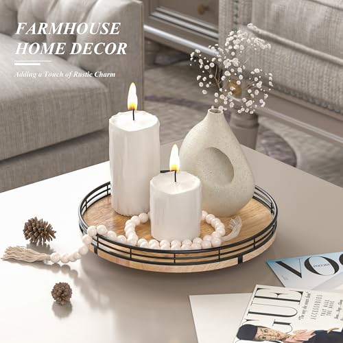 10 Inch Farmhouse Oak Lazy Susan Organizer for Cabinet