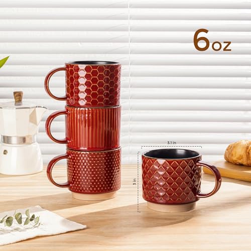 6 OZ Stackable Coffee Mugs (4 Count)