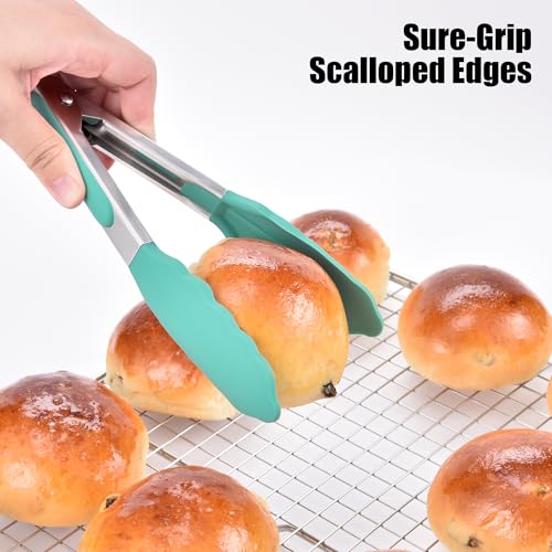 Kitchen Tongs with Silicone Tips for Cooking Serving