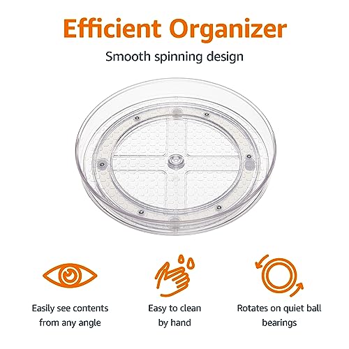 Clear Lazy Susan Turntable Organizer for Organization (2 Count)