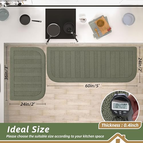 Kitchen Rugs Set of 2 Non Slip Washable 24"x36"+24"x60" (16 Sq Ft)