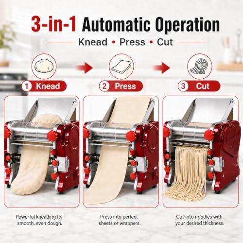 Electric Pasta Making Machine Commercial Noodle Spaghetti Maker Dough Roller with 2mm