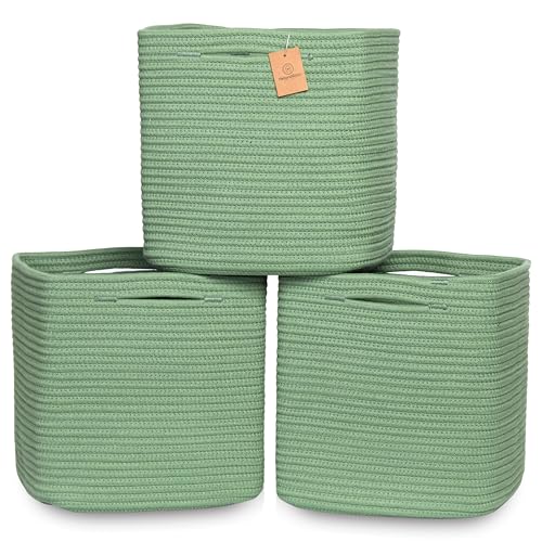 13 Inch Cube Storage Bins Cotton Rope Woven Baskets for Organizing 3 (3 Count)
