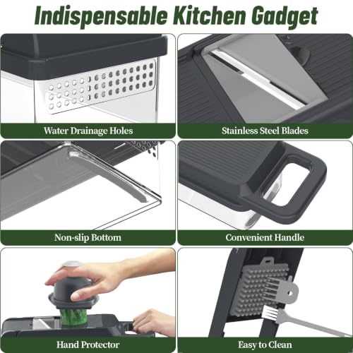 12-in-1 Vegetable Chopper 7 Blades, Veggie Cutter with Handle, Grey