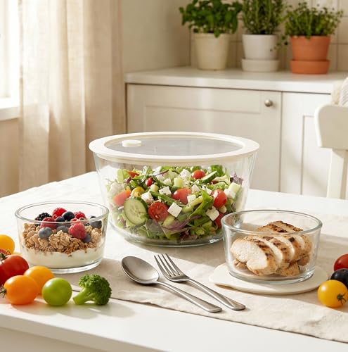 Glass Food Container Set with Glass Lid (3 Count)