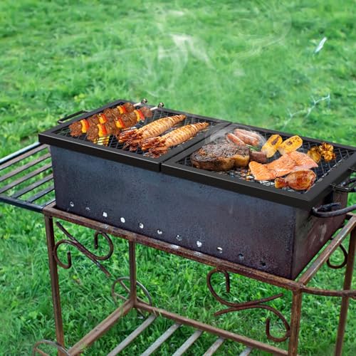 Foldable Rectangular Heavy‑Duty Steel Fire Pit Cooking Grate