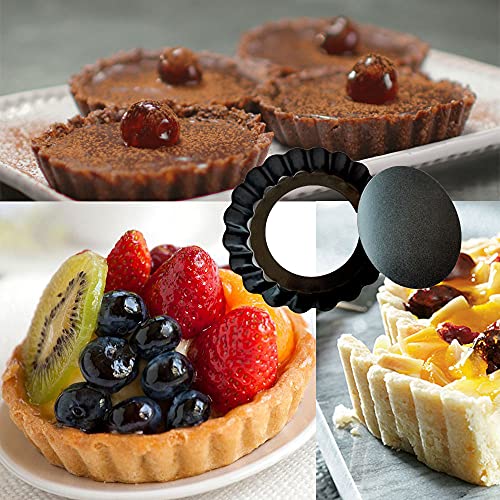 8 Pack Mini Tart Pans 4 Inch with Removable Bottom Round Nonstick Quiche Pan