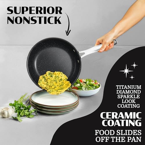 Ceraluxe 20Pc Pots and Pans Set Non Stick Ceramic Cookware Set