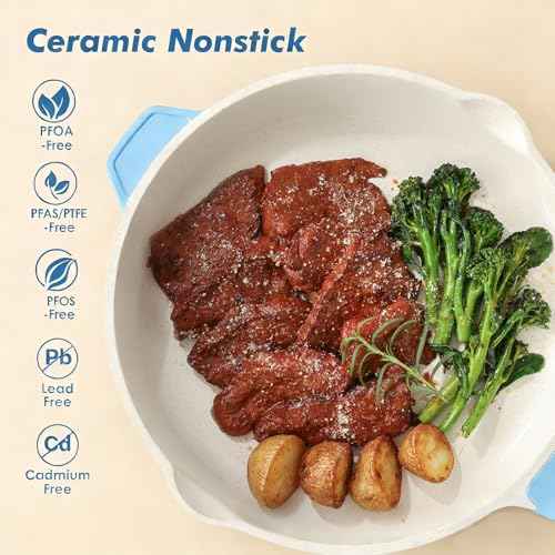 Nonstick Ceramic Skillet with Lid 12
