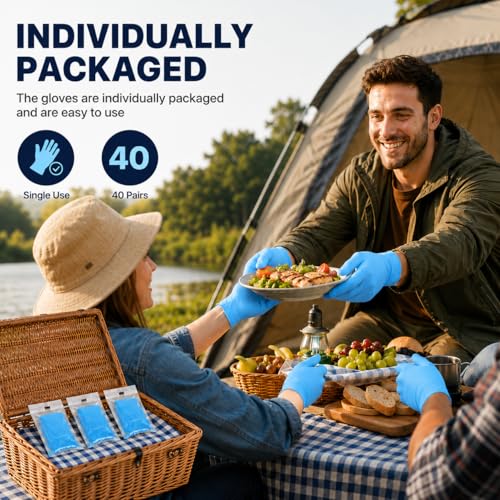 Individually Wrapped Black Disposable Nitrile Gloves (800 Count)
