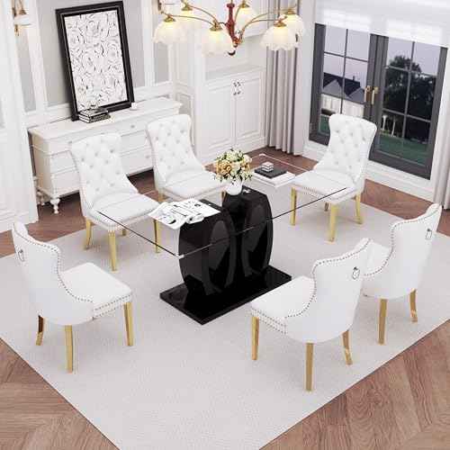 63" Glass Dining Table Set for 6