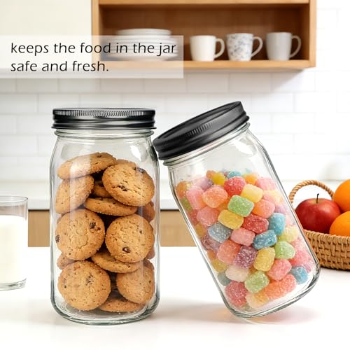 32oz Wide Mouth Mason Jars 12 Packs with Lids (12 Count)