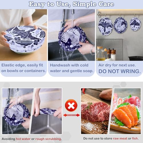 5Pcs Reusable Beeswax Elastic Bowl Covers for Bread Proofing and Food Cover (5 Count)