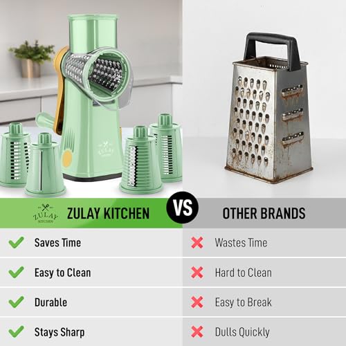 Rotary Cheese Grater Manual Hand Crank 5 Blade Shredder