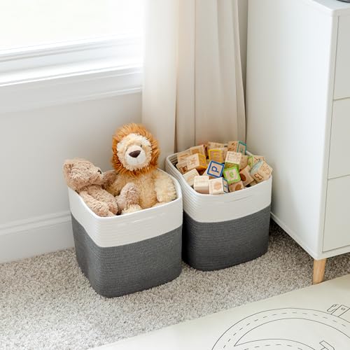 Storage Cubes 11 Inch Cotton Rope Woven Baskets for Organizing (3 Count)