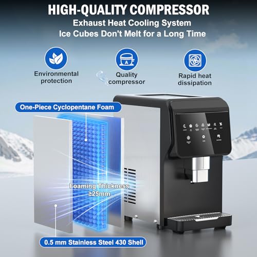 80 lbs Nugget Ice Maker Countertop with Water Dispenser Self