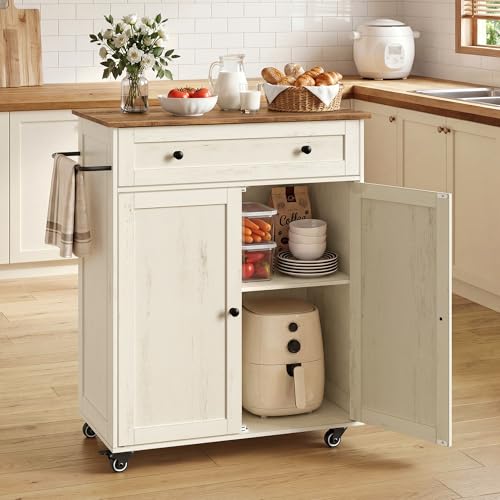 Mobile Kitchen Wooden Island Cart with Storage for Dining Room