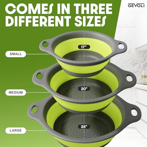 3 Pack Collapsible Colanders with Self (4 Count)