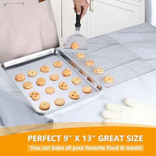 12x10 Inch Stainless Steel Quarter Sheet Pan with Cooling Rack Set (5 Count)