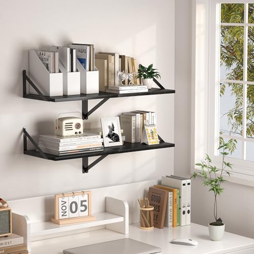 16W x 12D Deep Floating Shelves Set of 2 Black (2 Count)