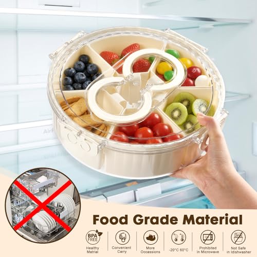 Divided Snack Serving Tray with Lid and Handle