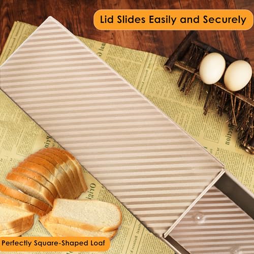 2 pack 2.2lb Aluminized Steel Gold Pullman Loaf Pan with Lid (2 Count)