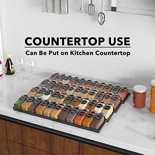 Spice Drawer Organizer with 44 Spice Jars