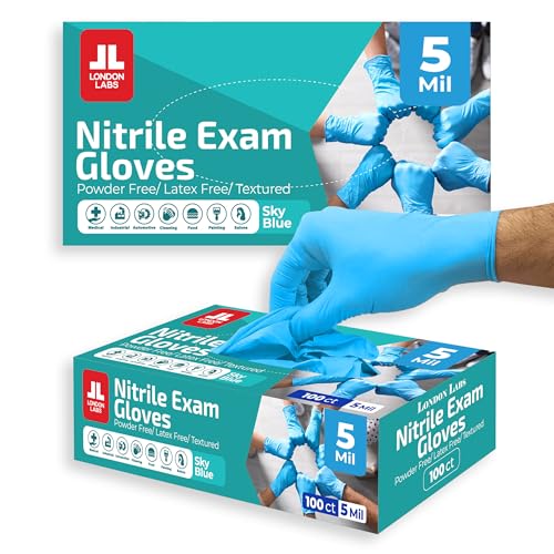 Sky Blue 5 Mil Nitrile Exam Gloves Disposable Latex Free