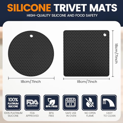 Silicone Trivet Mats 4 Heat Resistant Pot Holders Multipurpose Non