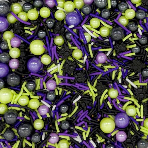 Green & Black & Purple Spiders Sprinkles Mix Size Halloween Themed Cake Decorations Cupcake Toppers Perfect for Wedding Valentine Supplies 4.58OZ