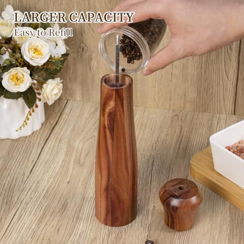 1 Pack 10 Inch tall Acacia Wood Pepper Grinder or Salt Mill Elegant