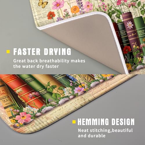 Colorful Books Kitchen Drying Mat