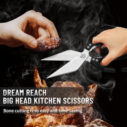 Heavy Duty Poultry Shears for Food with Black Ergonomic Handle