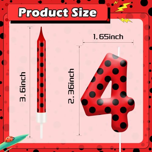 13PCS Ladybug Theme Birthday Candles Set (13 Count)