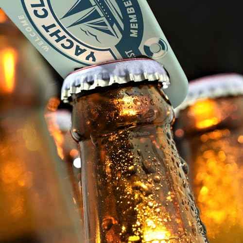 Yacht Club Sign Stainless Steel Bottle Opener Boat Ship Sailor Anchor Ocean Adventure Coast Sailboat Cruise Flat Beer Bottle Opener Keychain for Home Kitchen Bar Restaurant Party Birthday Gift
