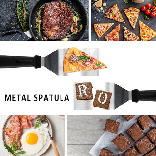 2Pcs 9.8" Stainless Steel Spatulas Heat Resistant Handle for BBQ Dessert (2 Count)