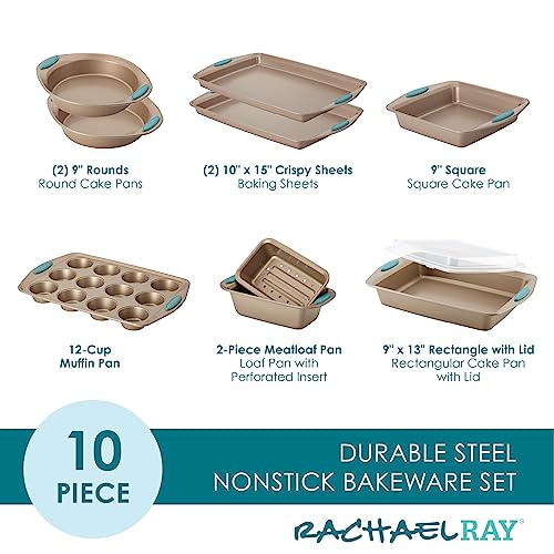 47578 Cucina Nonstick Bakeware Set with Grips Includes Nonstick Bread Pan