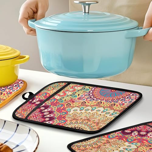 Colorful Abstract Mandala Floral Pot Holders for Kitchen