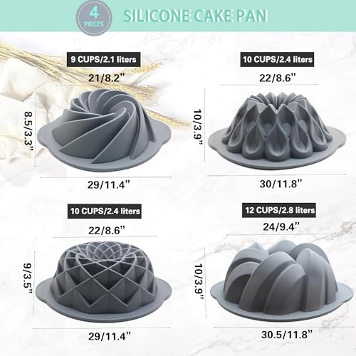 4 Pieces Silicone Fluted Cake Pans