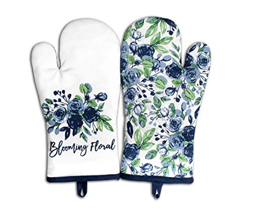 Oven Mitts Set of 1 Quilted Liner with Hanging Loop Non Slip (2 Count)