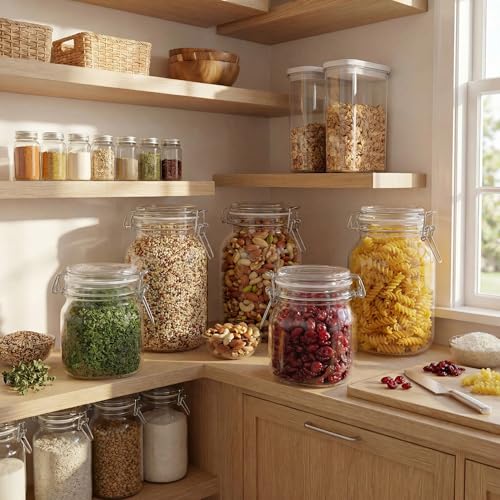 32 oz Round Glass Jars with Airtight Lids (4 Count)