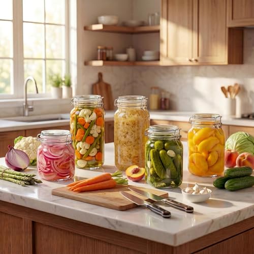78oz Large Square Glass Jars with Airtight Lids (3 Count)